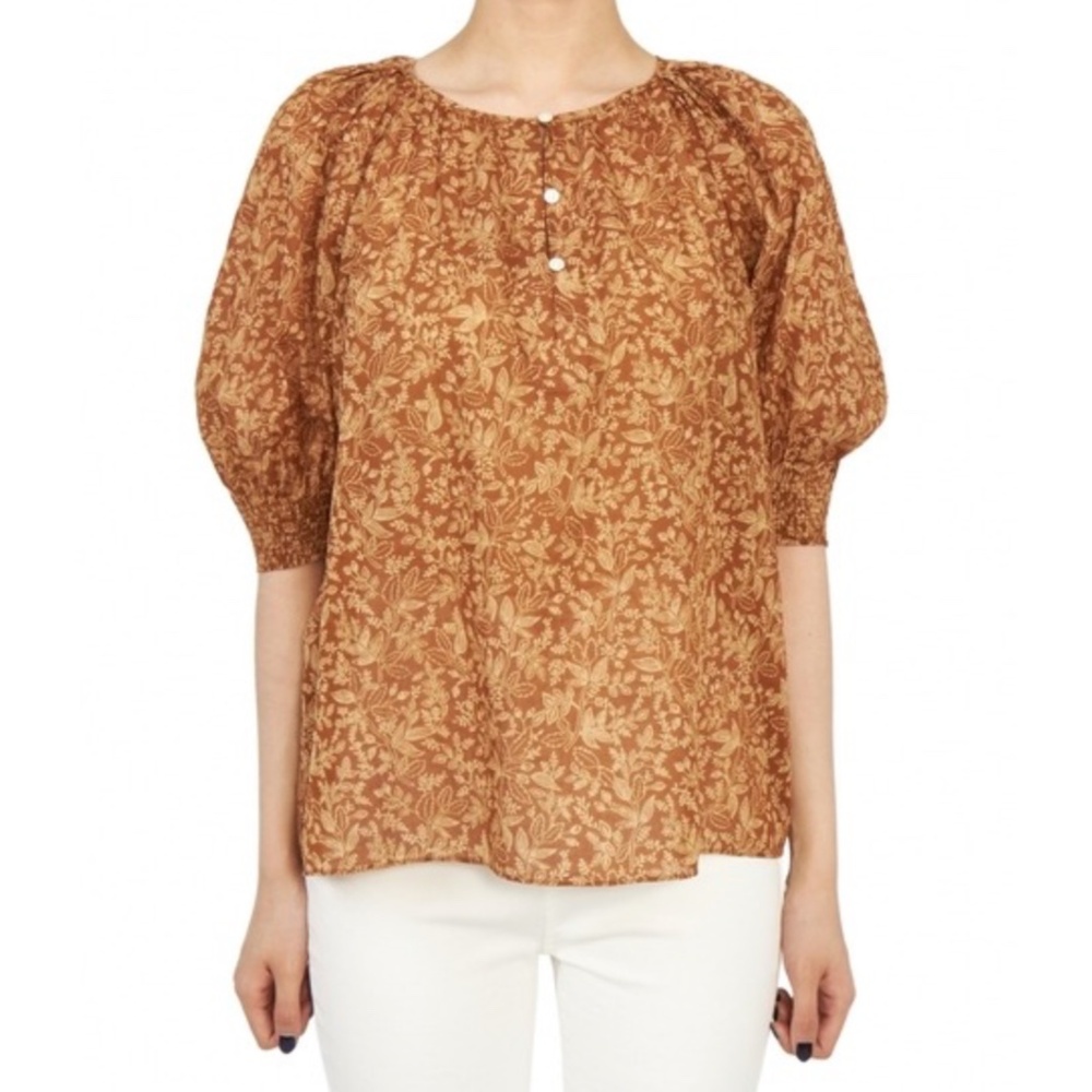 Vanessa Bruno Women's Flower Print Puff Sleeve Blouse